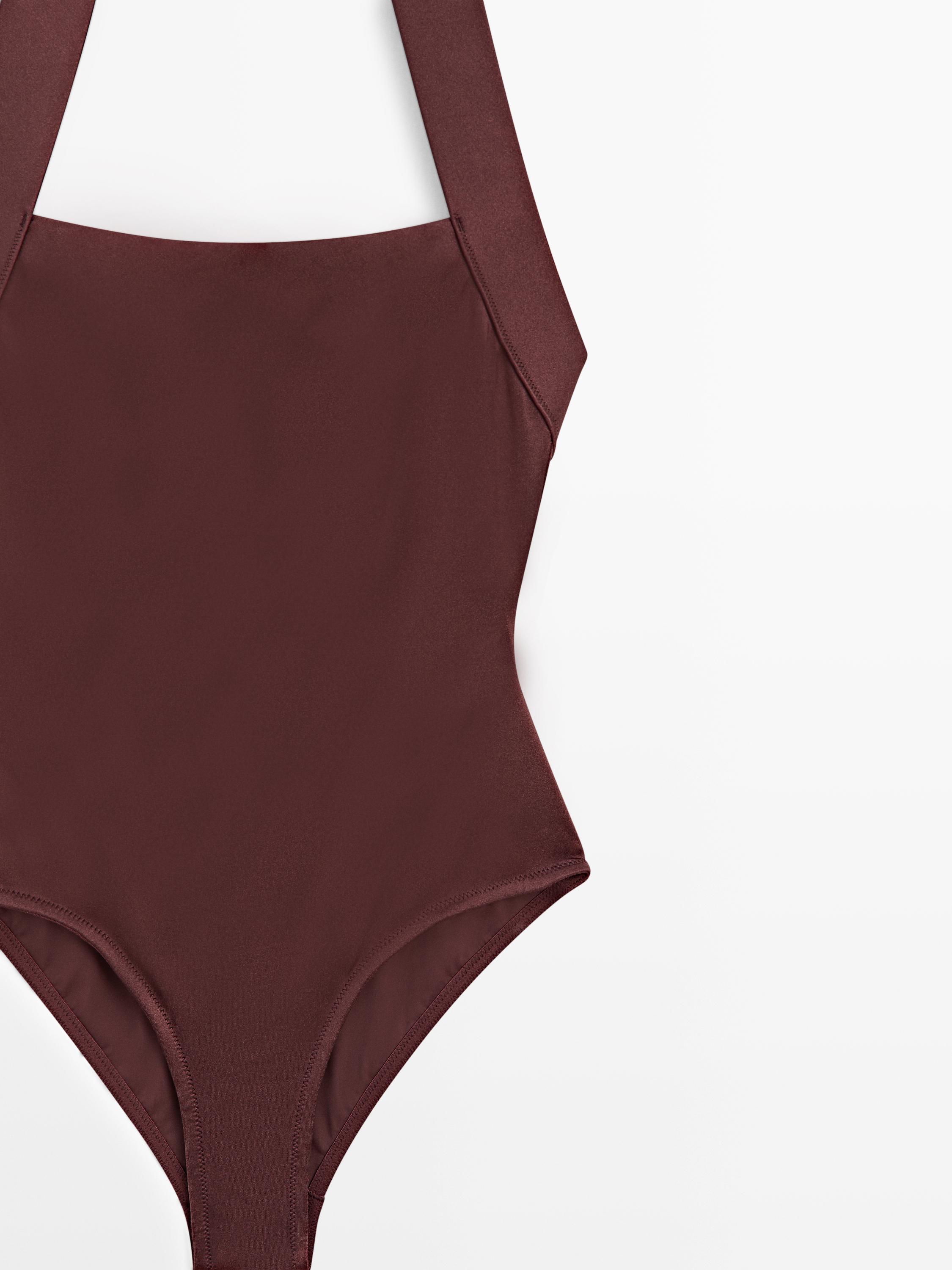 Maillot de bain brillant à encolure américaine